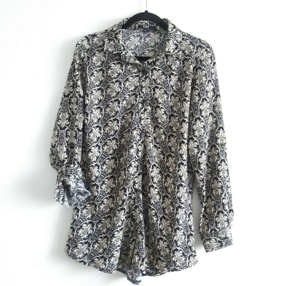 S Line Button Shirt size Mesium Black Beige
